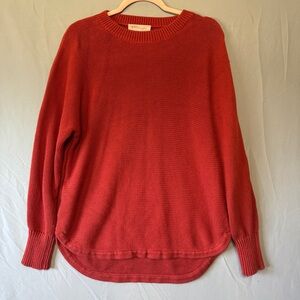 Philosophy Womens Knit Sweatshirt Size Medium Orange Hi Low Hem Cozy Lounge